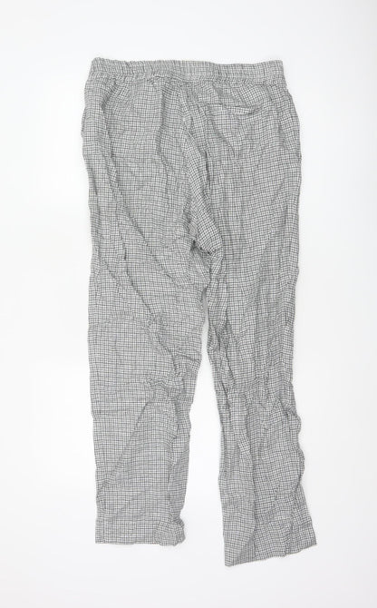 Jigsaw Women’s Grey Check Linen Cotton Elastic Waist Trousers UK 12