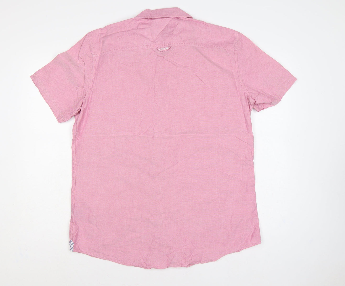 Crew Clothing Company Men's Pink L Cotton Short Sleeve Button-Up Shirt