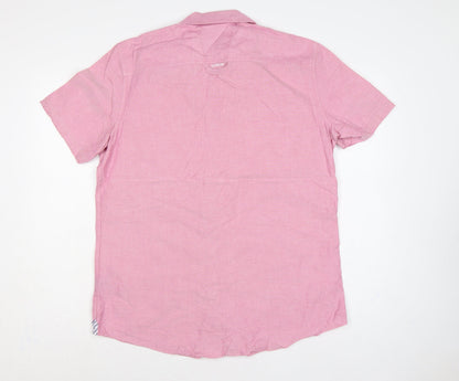 Crew Clothing Company Men's Pink L Cotton Short Sleeve Button-Up Shirt
