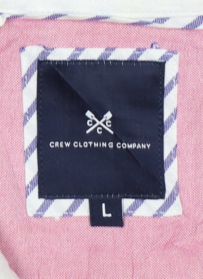 Crew Clothing Company Men's Pink L Cotton Short Sleeve Button-Up Shirt