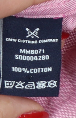 Crew Clothing Company Men's Pink L Cotton Short Sleeve Button-Up Shirt