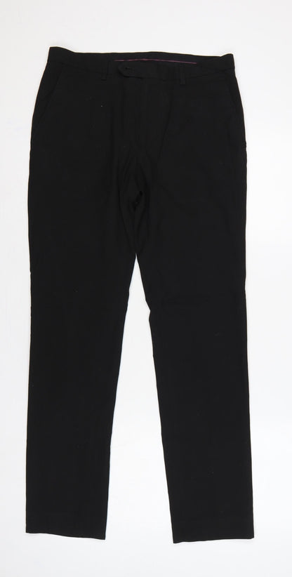 Next Men’s Black 30R Tailoring Straight Dress Trousers 30in