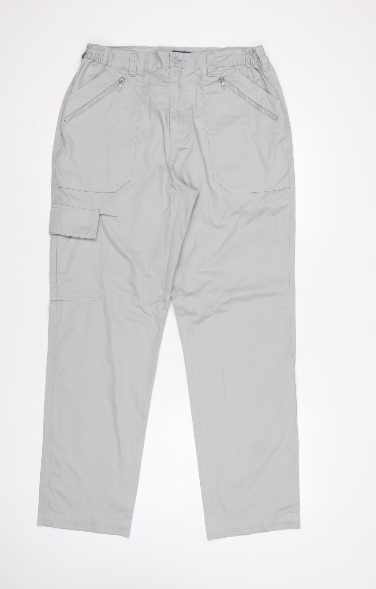Cotton Traders Men’s Grey Cargo Trousers Size 34 Regular Straight Leg
