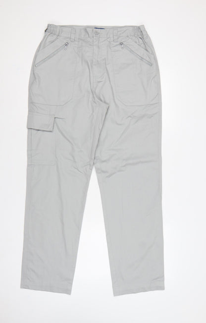 Cotton Traders Men’s Grey Cargo Trousers Size 34 Regular Straight Leg