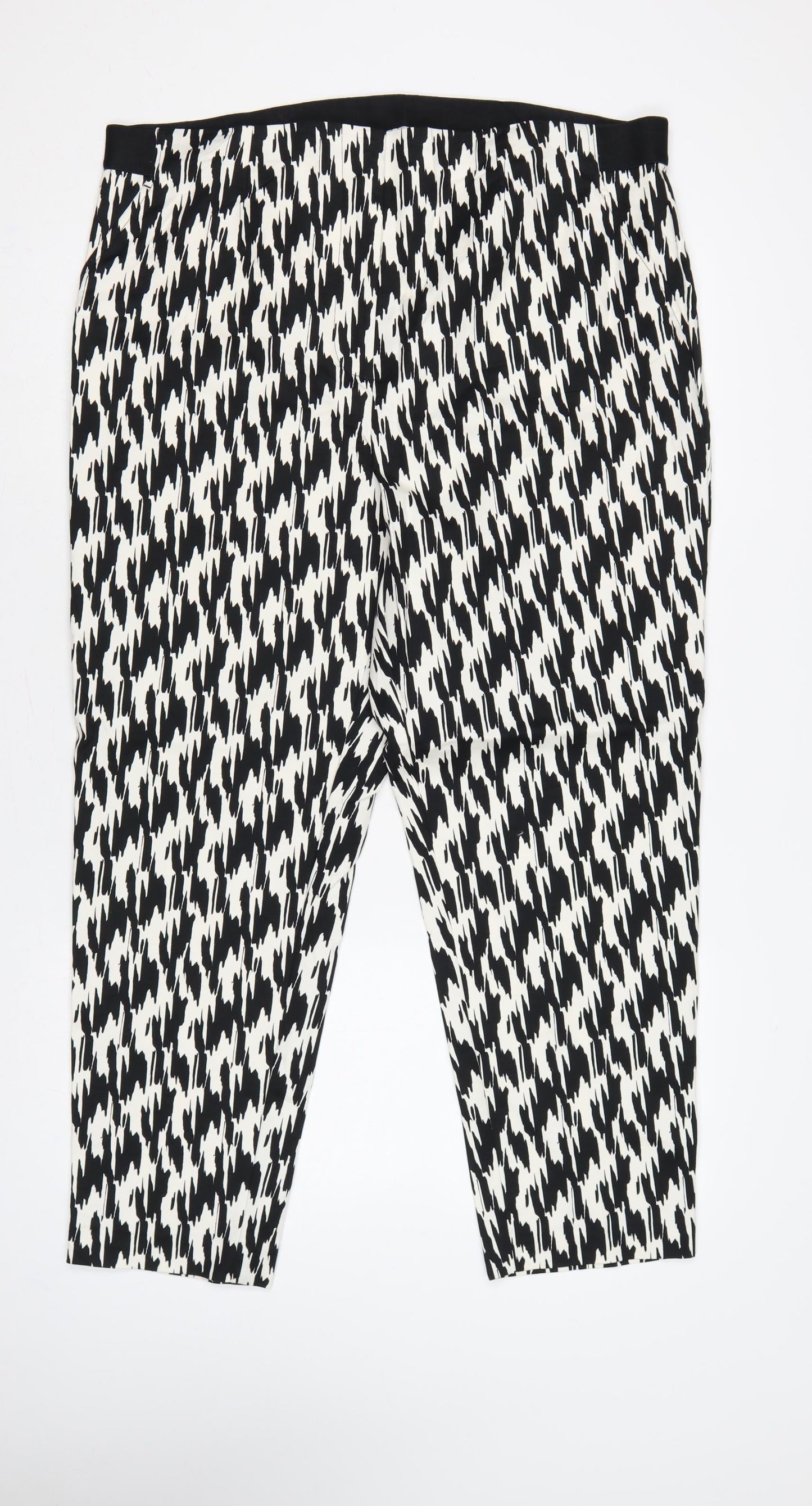 Marks & Spencer Women’s Black White UK 20 Tapered Stretch Trousers