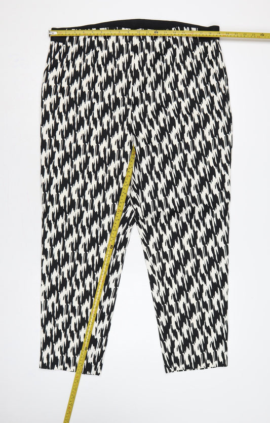 Marks & Spencer Women’s Black White UK 20 Tapered Stretch Trousers