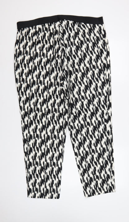 Marks & Spencer Women’s Black White UK 20 Tapered Stretch Trousers