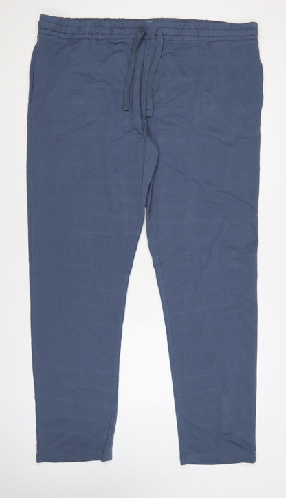 M&S Men’s Blue 5XL Long Regular Fit Drawstring Jogger Trousers