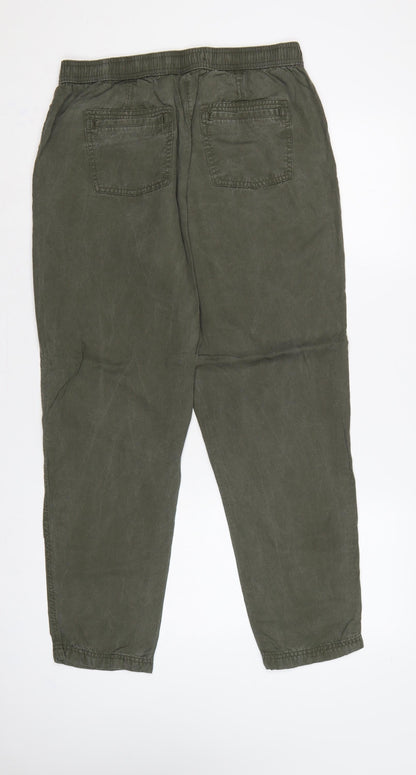 Marks & Spencer Women Green UK 12 Long Lyocell Tapered Joggers