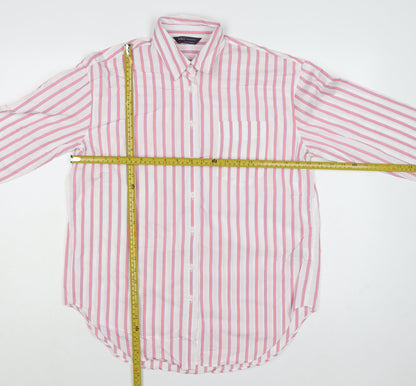 Marks & Spencer Women Pink Striped Cotton Button-Up Shirt UK 14