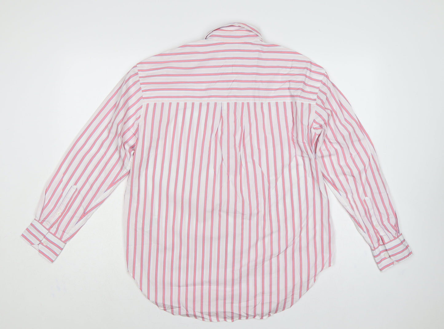 Marks & Spencer Women Pink Striped Cotton Button-Up Shirt UK 14