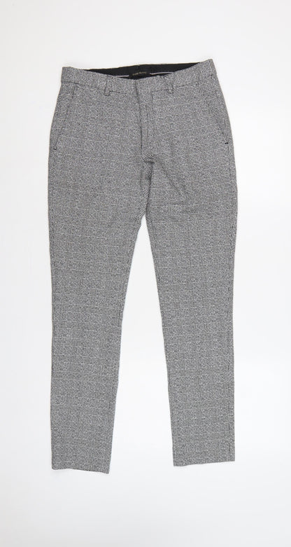 River Island Men Grey Check Slim Fit Dress Trousers UK 28R