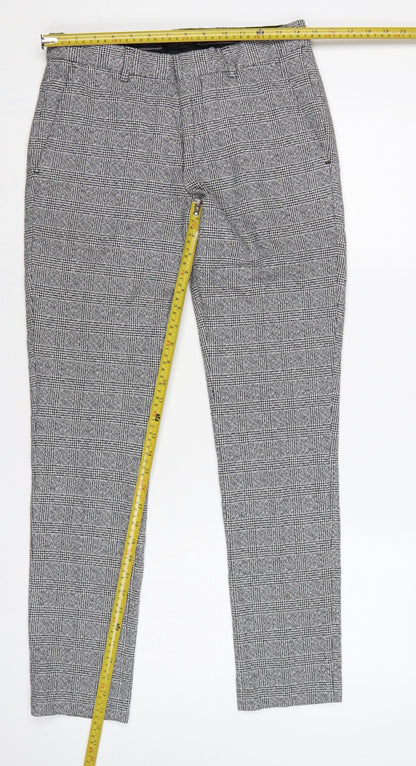 River Island Men Grey Check Slim Fit Dress Trousers UK 28R