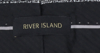 River Island Men Grey Check Slim Fit Dress Trousers UK 28R