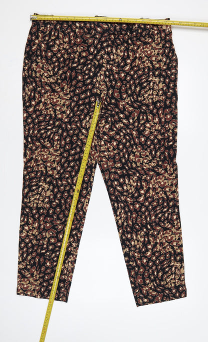 Marks & Spencer Women’s Black Animal Print Tapered Trousers UK 18