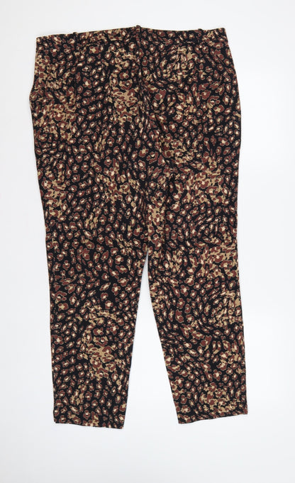 Marks & Spencer Women’s Black Animal Print Tapered Trousers UK 18