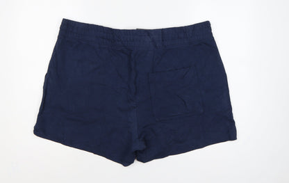Marks & Spencer Women Blue Size 22 Drawstring Jersey Shorts Pockets