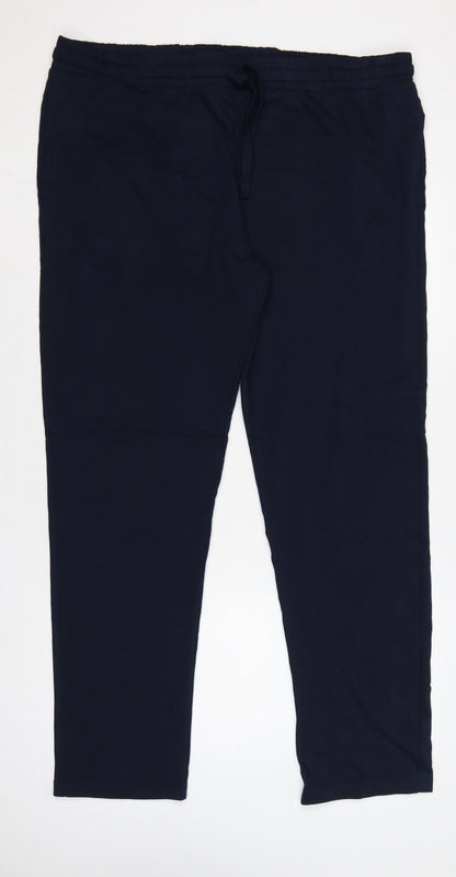 Marks and Spencer Men Blue 2XL Long Jogger Trousers Elastic Waist