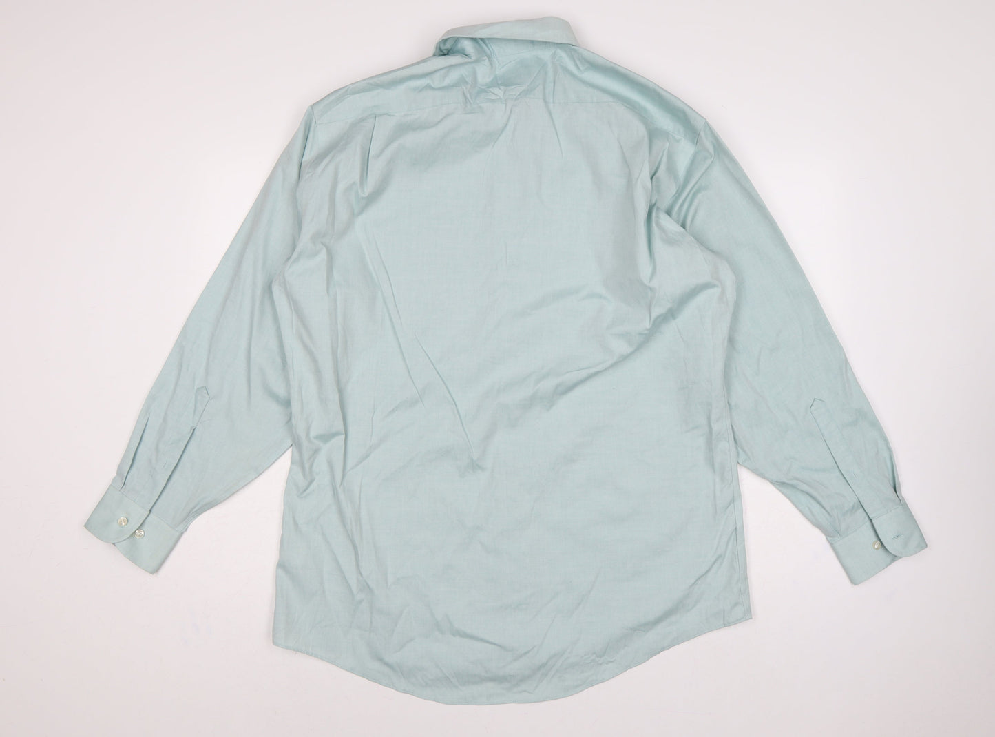Stafford Men Blue 17 Athletic Performance Button-Up Long Sleeve Shirt
