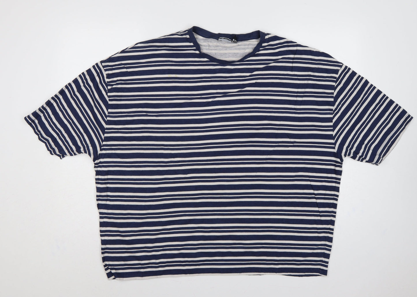 ASOS Design Women Blue White Stripe XL Cotton Jersey T-Shirt