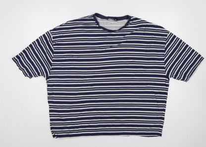 ASOS Design Women Blue White Stripe XL Cotton Jersey T-Shirt