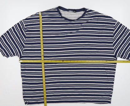 ASOS Design Women Blue White Stripe XL Cotton Jersey T-Shirt