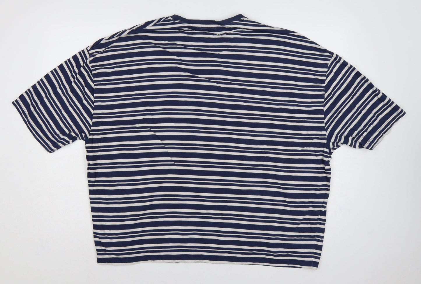 ASOS Design Women Blue White Stripe XL Cotton Jersey T-Shirt