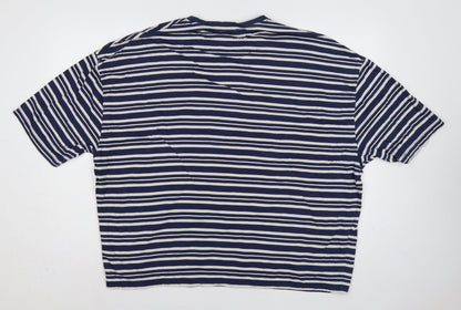 ASOS Design Women Blue White Stripe XL Cotton Jersey T-Shirt
