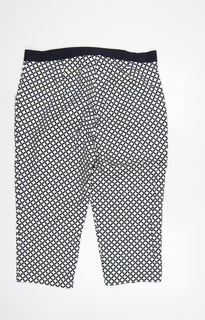 Marks and Spencer Women’s Black Ivory Geometric Straight Trousers UK 20