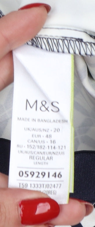 Marks and Spencer Women’s Black Ivory Geometric Straight Trousers UK 20