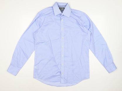 Marks and Spencer Men Blue 15.5 Regular Fit Cotton Gingham Dress Shirt