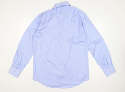 Marks and Spencer Men Blue 15.5 Regular Fit Cotton Gingham Dress Shirt
