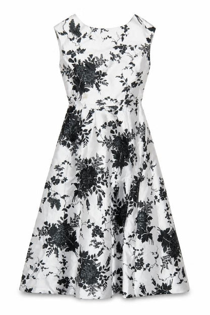 Coast Women White Black Floral UK 10 Fit & Flare Midi Twill Dress