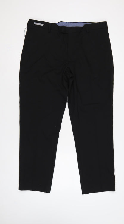 Marks and Spencer Men Black 36 Tailored Stretch Dress Trousers