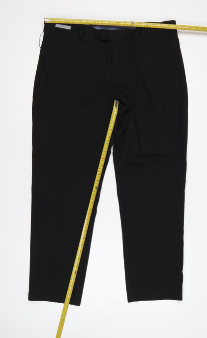 Marks and Spencer Men Black 36 Tailored Stretch Dress Trousers