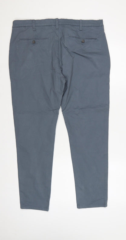 Marks & Spencer Men Grey 38/29 Skinny Fit Cotton Stretch Chino Trousers