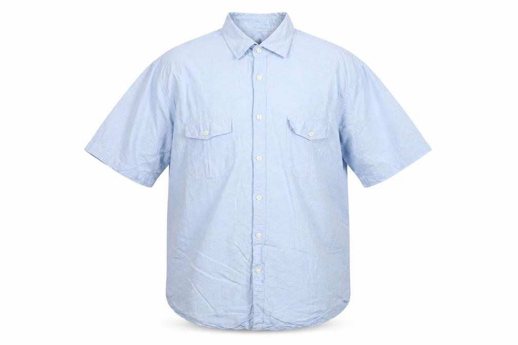 Marks and Spencer Autograph Men Blue 2XL Linen Cotton Short Sleeve Shirt