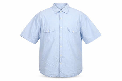 Marks and Spencer Autograph Men Blue 2XL Linen Cotton Short Sleeve Shirt