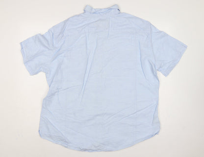 Marks and Spencer Autograph Men Blue 2XL Linen Cotton Short Sleeve Shirt