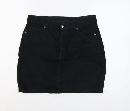 Monki Women Black UK 12 High Rise Denim Mini Pencil Skirt Pockets