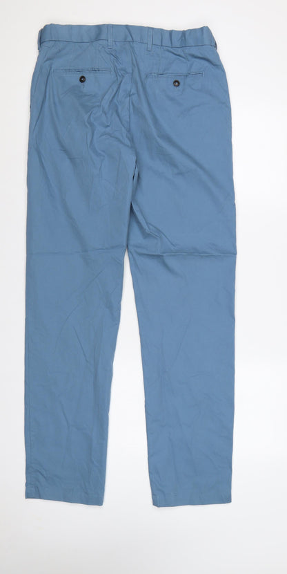 Marks and Spencer Men Blue 32in Chino Trousers 33in Leg Cotton Blend