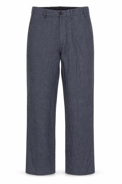 Marks & Spencer Men Grey 30L Regular Chambray Straight Trousers