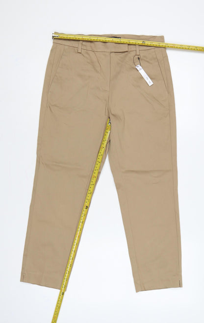 M&S Women’s Brown Size 10 Short Slim Tapered Chino Trousers