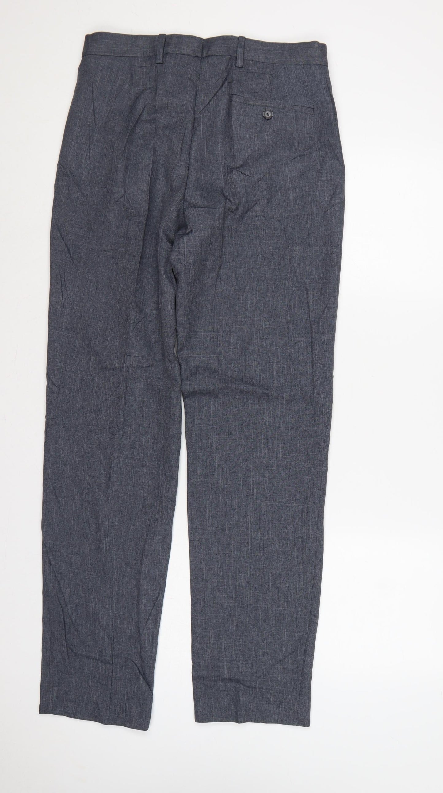 M&S Men’s Grey Regular Fit Straight Trousers W30 L33
