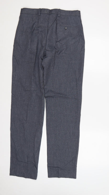 M&S Men’s Grey Regular Fit Straight Trousers W30 L33