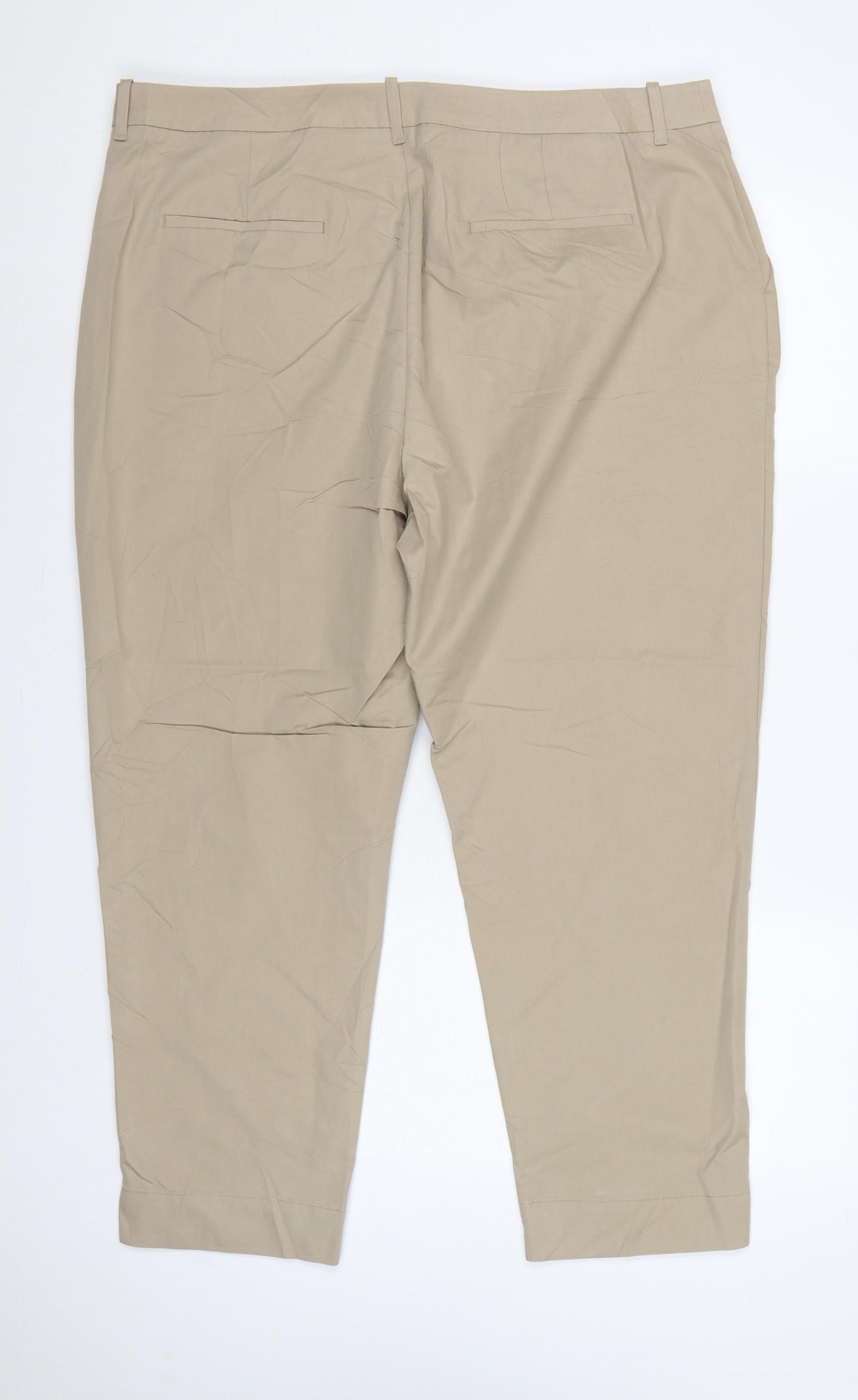 Marks and Spencer Women Beige UK 20 Regular Tapered Chino Trousers