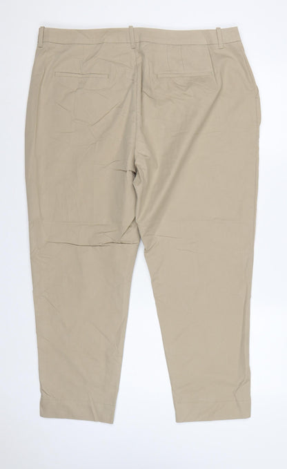 Marks and Spencer Women Beige UK 20 Regular Tapered Chino Trousers
