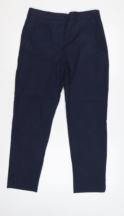 Marks & Spencer Women Blue UK 10 Regular Tapered Tailored Trousers