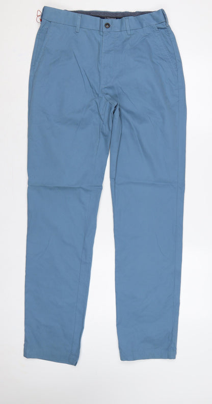 Marks & Spencer Men's Blue 30W 33L Regular Fit Chino Trousers