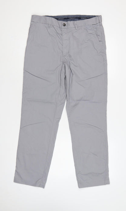 Marks and Spencer Blue Harbour Men Grey 32in Regular Chino Trousers